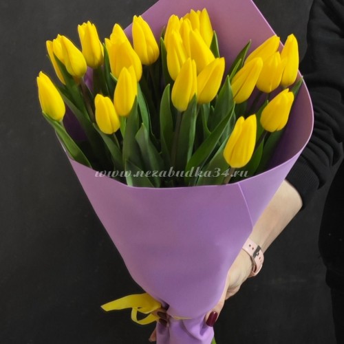 21 жёлтый тюльпан в фоамиране