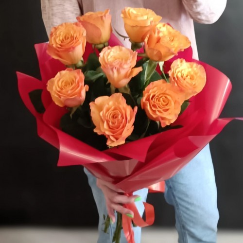 Букет из 9 оранжевых роз