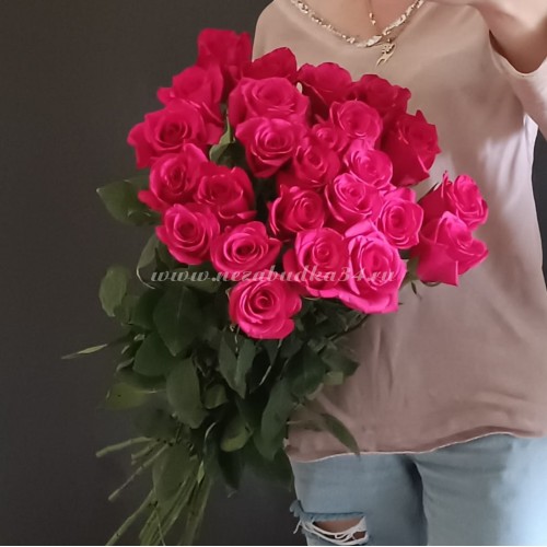 25 розовых роз премиум Эквадор