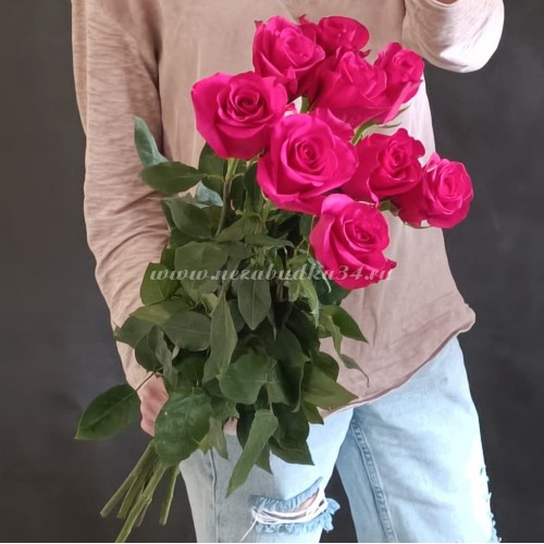 9 розовых роз премиум Эквадор